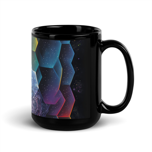 Rainbow Astral Night Tessellation Black Glossy Mug - Eclectic-Visions