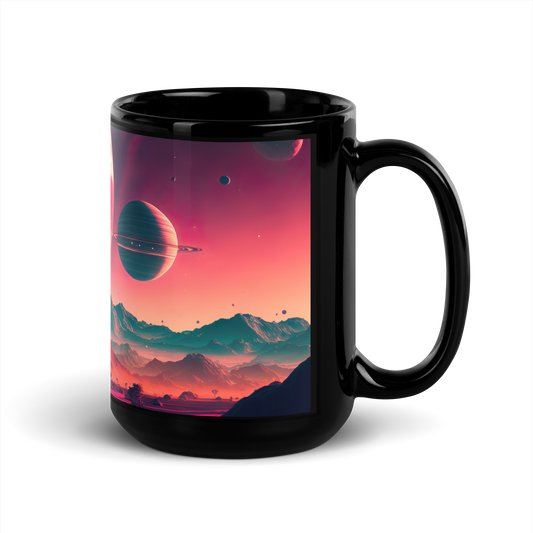 Red Planet Desert Black Glossy Mug - Eclectic-Visions