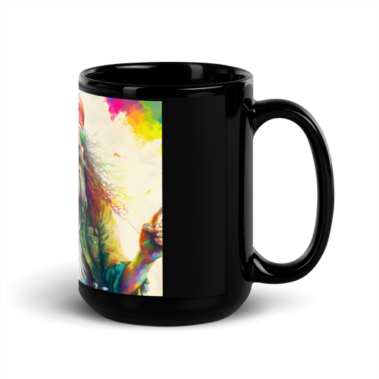 Rainbow Pirate Reggie Black Glossy Mug - Eclectic-Visions