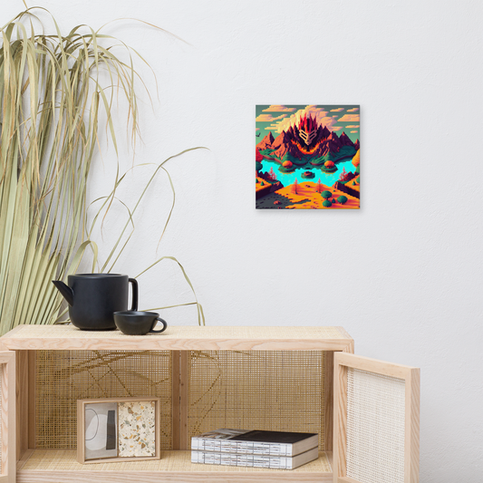 Isometric Landscape Pixel Art Island (Fire) Canvas print - Eclectic-Visions
