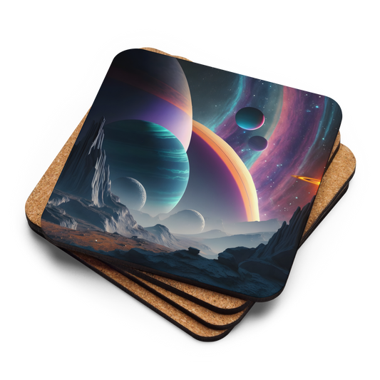 Iridescent Planet Cluster Cork-back coaster - Eclectic-Visions