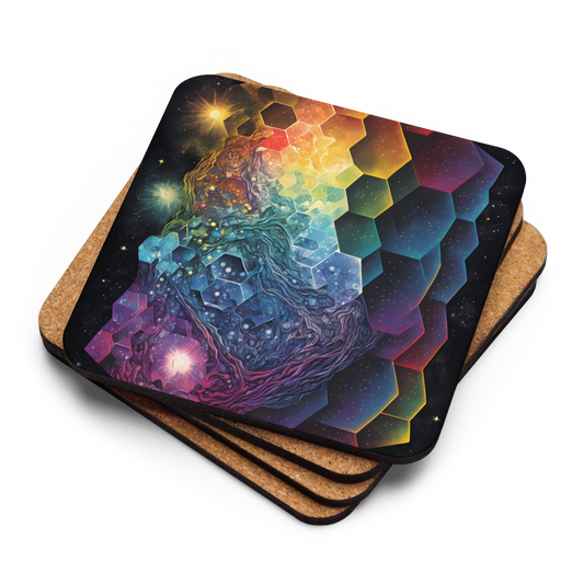 Rainbow Astral Night Tessellation Cork-back coaster - Eclectic-Visions