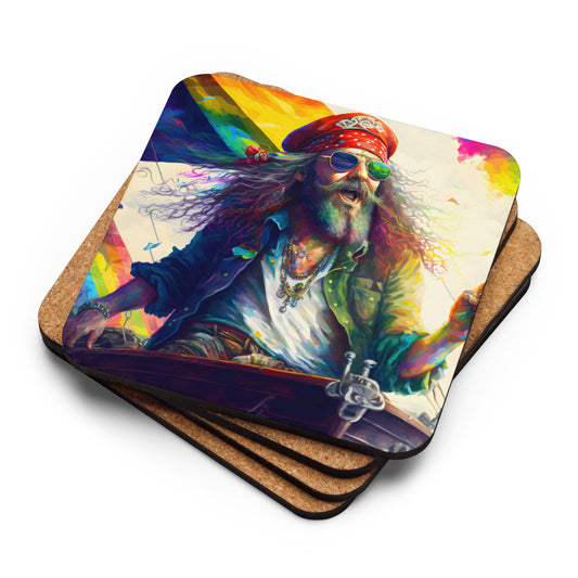 Rainbow Pirate Reggie Cork-back coaster - Eclectic-Visions