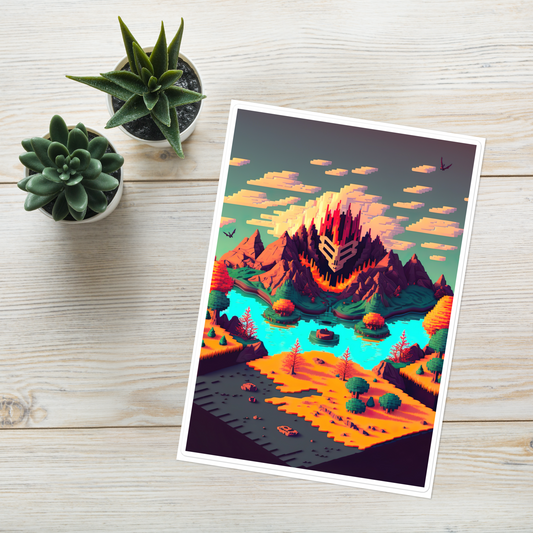 Isometric Landscape Pixel Art Island (Fire) Page Sized Sticker sheet - Eclectic-Visions