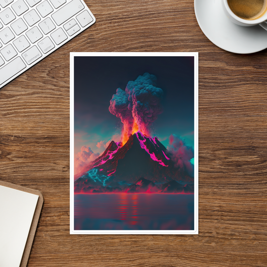 Volcanic Island (Synthwave) Page Sized Sticker sheet - Eclectic-Visions
