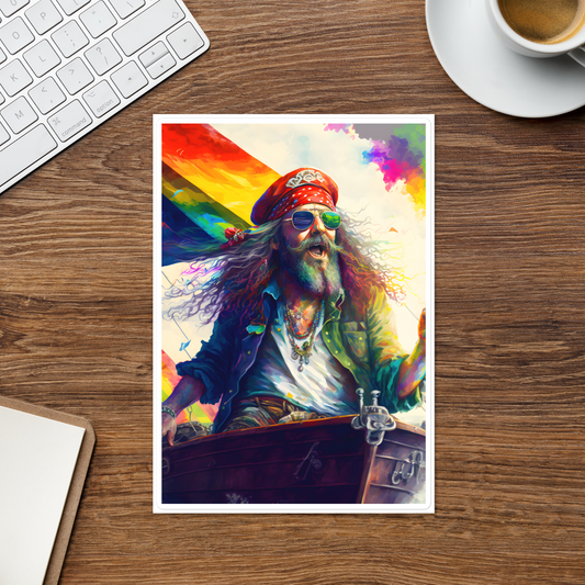 Rainbow Pirate Reggie Page Sized Sticker sheet - Eclectic-Visions