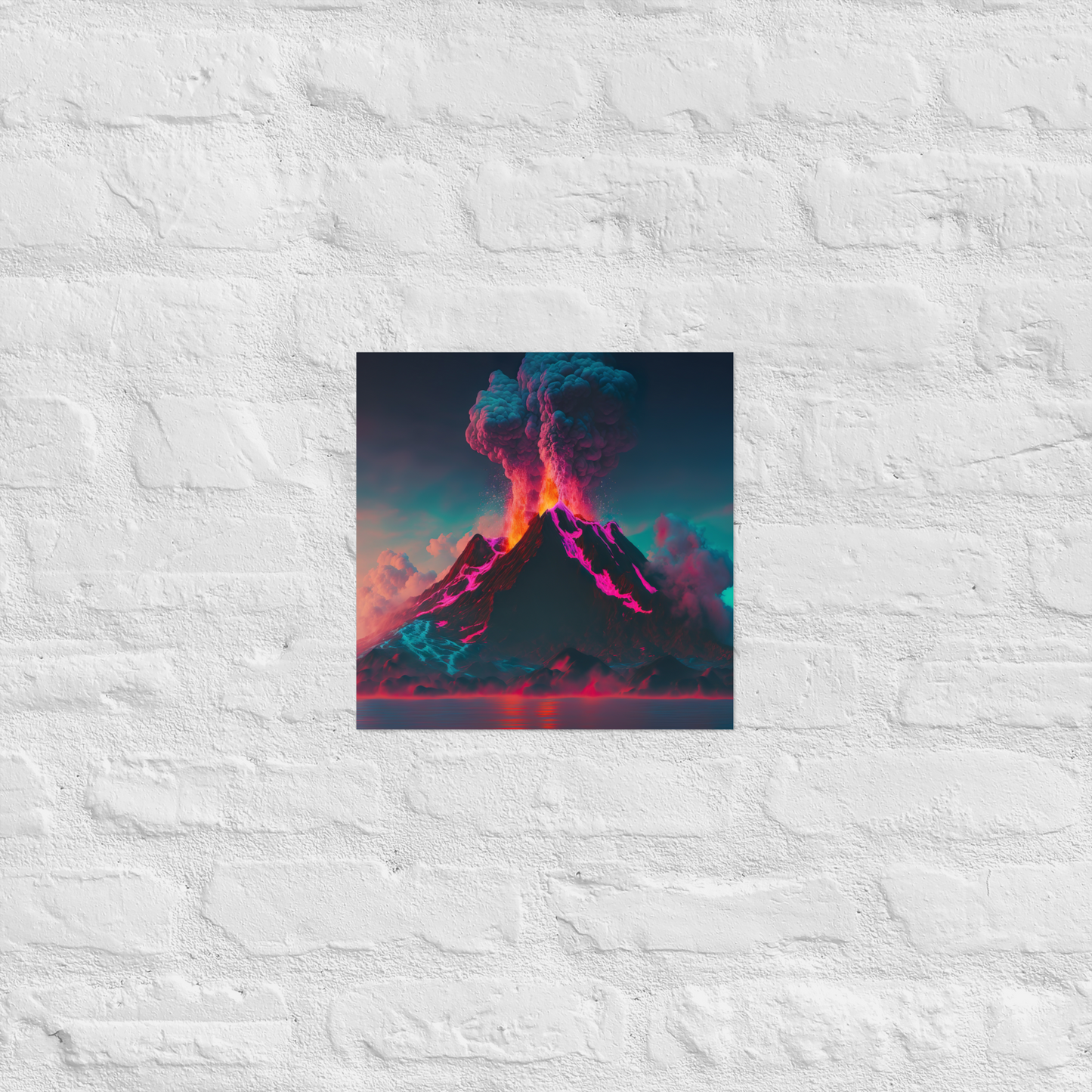 Volcanic Island (Synthwave) Semi-Glossy Photo paper poster - Eclectic-Visions