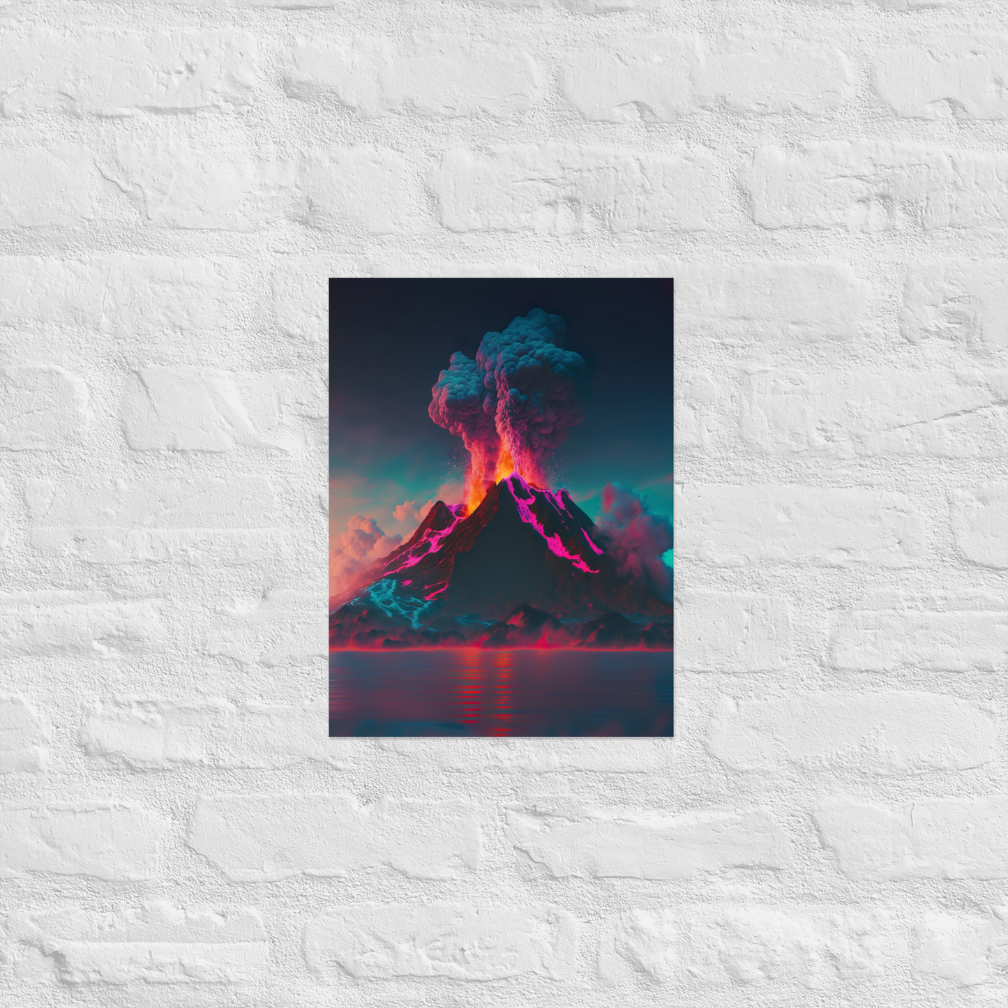 Volcanic Island (Synthwave) Semi-Glossy Photo paper poster - Eclectic-Visions
