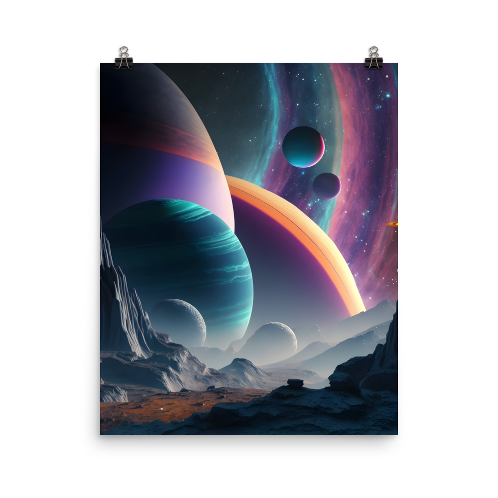 Iridescent Planet Cluster Semi-Glossy Photo paper poster - Eclectic-Visions