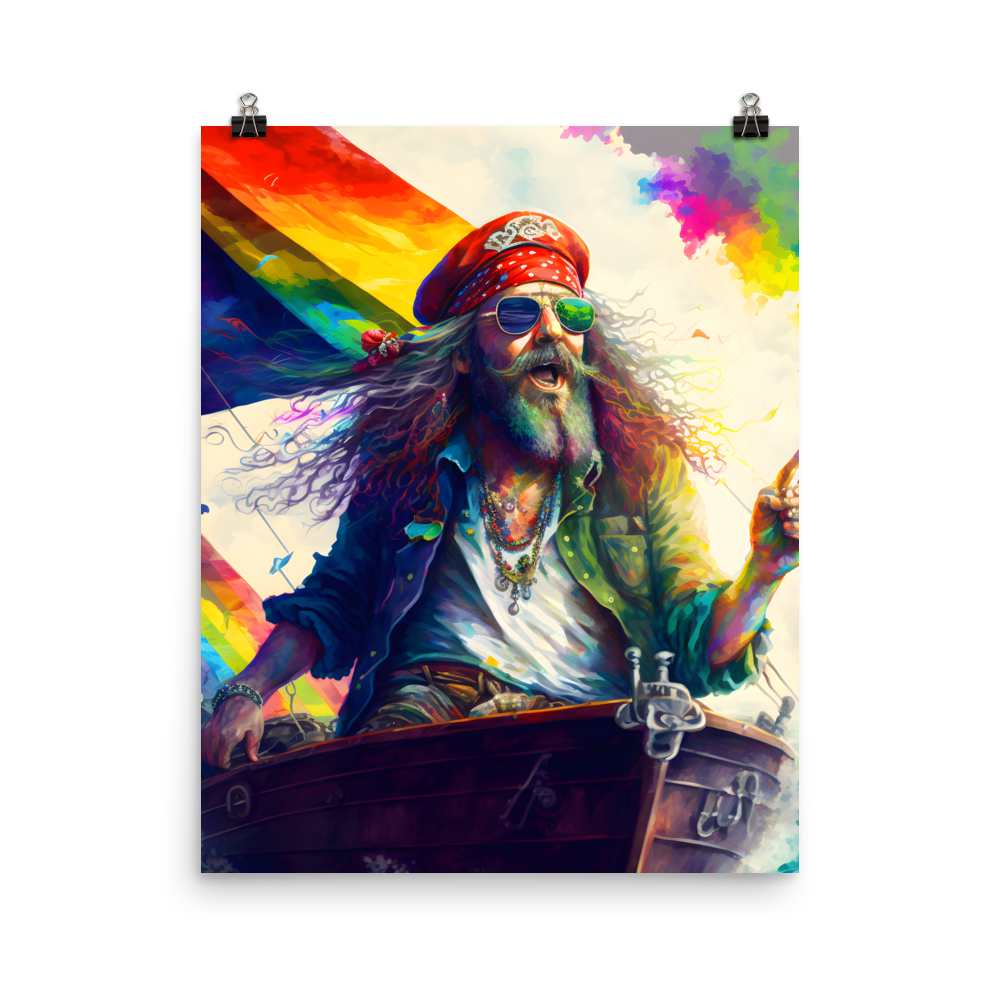 Rainbow Pirate Reggie Semi-Glossy Photo paper poster - Eclectic-Visions