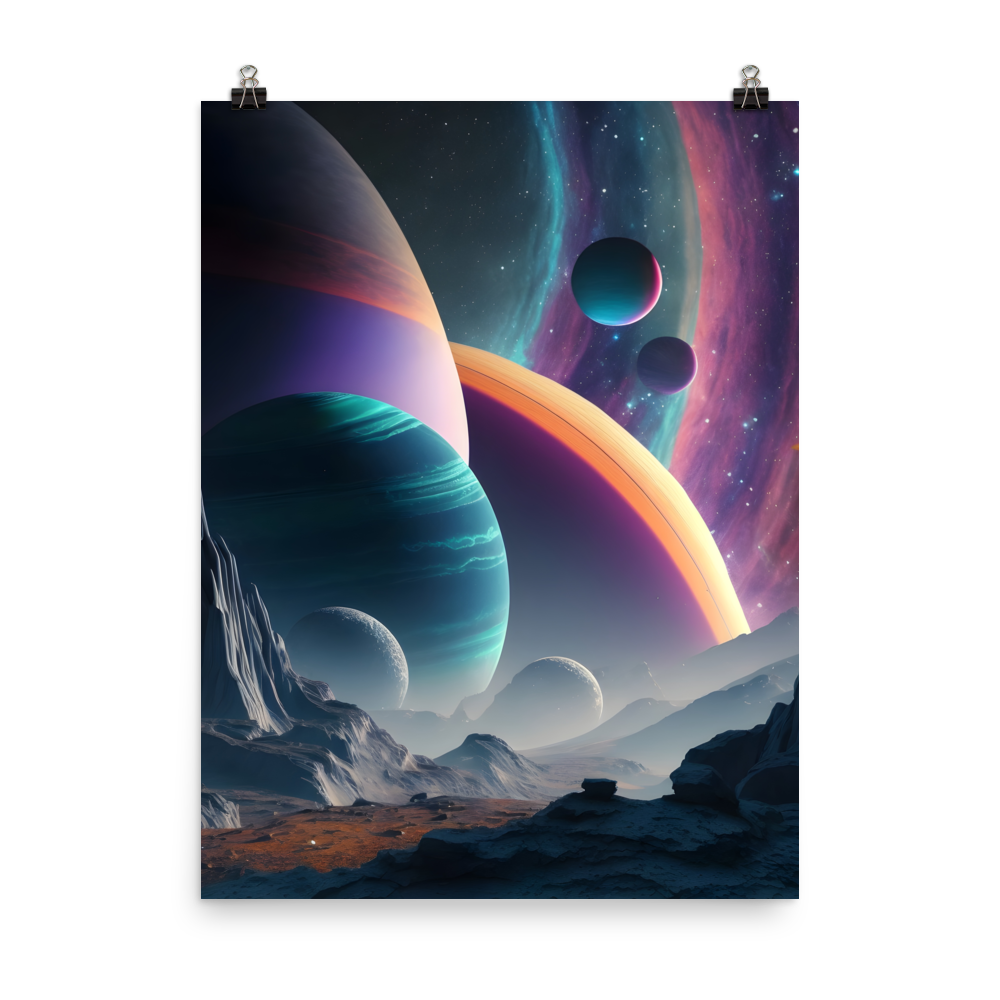 Iridescent Planet Cluster Semi-Glossy Photo paper poster - Eclectic-Visions