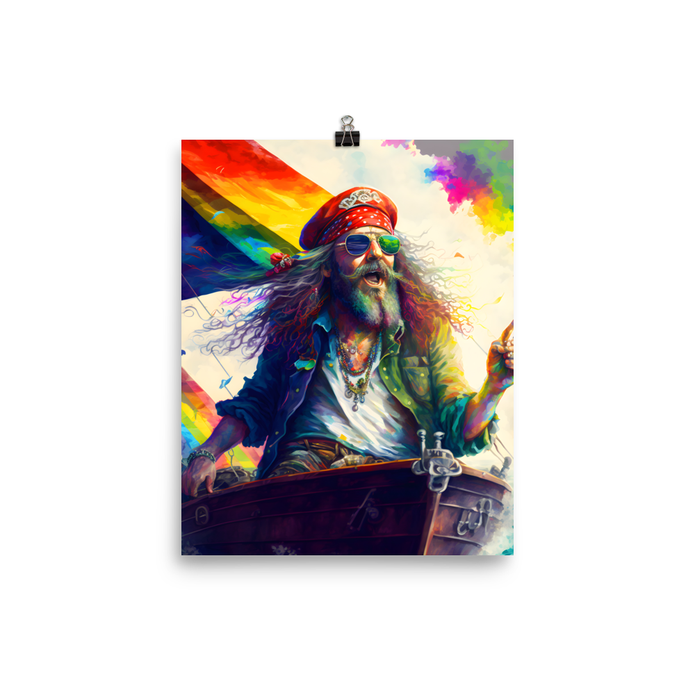 Rainbow Pirate Reggie Semi-Glossy Photo paper poster - Eclectic-Visions