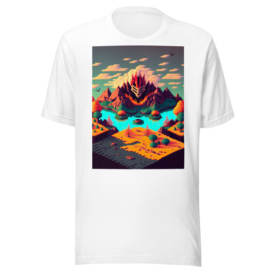 Isometric Landscape Pixel Art Island (Fire) Unisex t-shirt - Eclectic-Visions