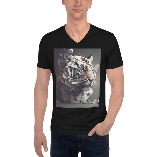 Fractal Tiger Unisex Short Sleeve V-Neck T-Shirt - Eclectic-Visions