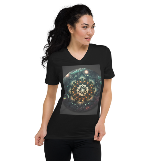Inked Lotus Kaleidoscope Unisex Short Sleeve V-Neck T-Shirt - Eclectic-Visions