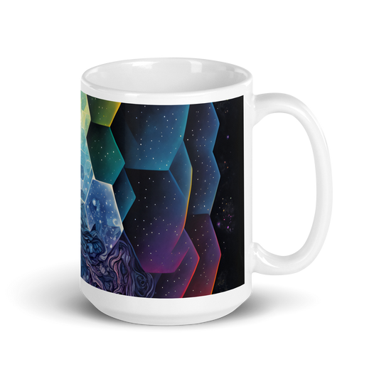 Rainbow Astral Night Tessellation White glossy mug - Eclectic-Visions